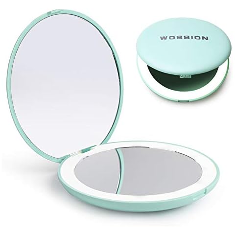 MILA Rechargeable Compact Mirror with LED Lights, 1x/10x