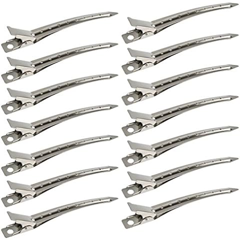 60Pcs Duck Billed Hair Clips for Styling Sectioning, Metal Hair Clips for  Women Long Hair, Metal Alligator Curl Clips for Hair Roller Salon(Silver)
