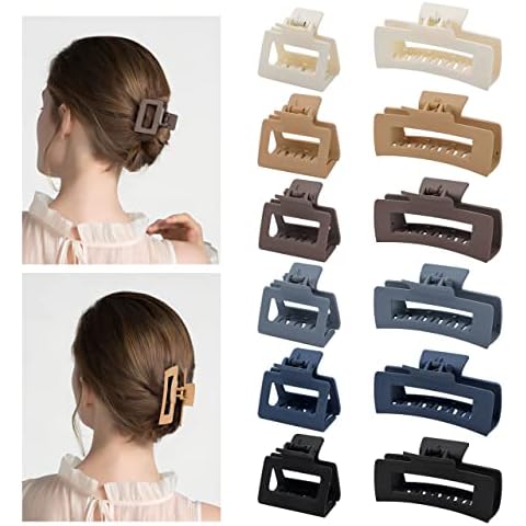 Small Tiny Claw Hair Clips for Women Girls for Thin/Medium Thick Hair, 1.5  Inch Mini Hair Jaw Clips Matte Rectangle Nonslip Clip with Gift Box