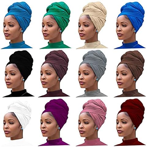 OAOLEER 5Pcs Head Wraps for Black Women Stretch Jersey Turban Soft  Breathable Knit Headwraps Fashion Long Head Scarf African Hair Wraps