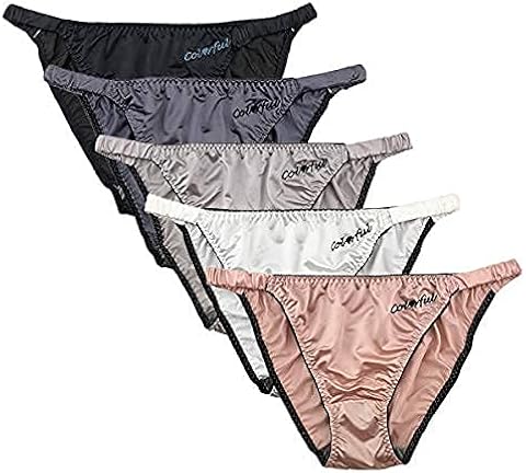 Verdusa Women's 4pack Frill Trim Satin Underwear Briefs Panty Set