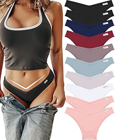 FINETOO 12 Pack Cotton Underwear for Women Cute Low Rise Bikini Panties High  Cut Breathable Sexy Hipster Womens Cheeky S-XL