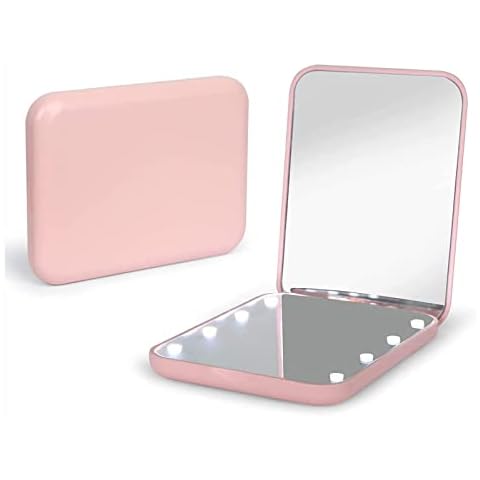 Fancii Compact Magnifying Mirror with Natural LED Lights, 1x and 10x  Magnification - Natural Daylight, Portable Pocket Makeup Mirror for Purses  and