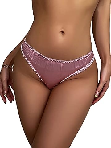 SilRiver Womens Silk Satin G-String Thong Panty Sexy Lace T-Back Underwear