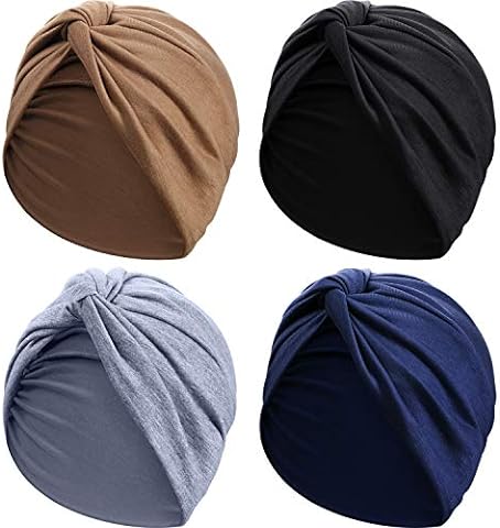 4 PCS Turban for Men Halo Turban Durag Vintage Turban Twist Head Wraps  Elastic Modal and Satin Lined Turban Scarf Tie for Hair (Black, Wine Red,  Army Green, Dark Gray) 