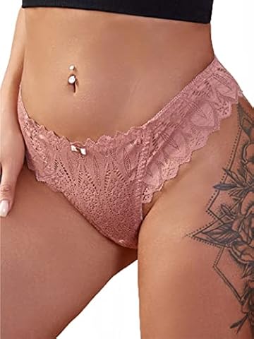 Hollow Out Lace Lingerie Thongs for Womens Crochet Lace Bikini Panties  Scallop Trim Cheeky Hipster Panty Sexy Briefs Boxer Briefs for Women Boy  Shorts Underwear for Women Dark Blue at  Women's