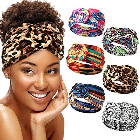 WILLBOND 2 Pieces Adjustable Tie Headbands for Women Wide Knotted Headbands  Non-slip Yoga Running Hairbands Elastic Headwraps Stretchy Hairbands for