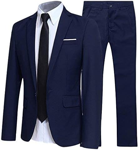 Furuyal Formal/Casual Linen 2 Piece Vest and Pants outfit Medium Navy Blue